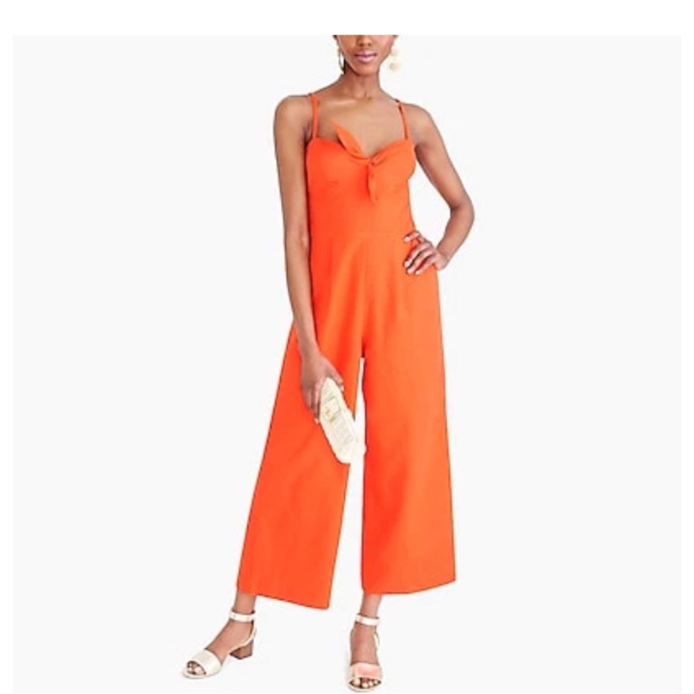 J. Crew Linen Tie-front Wide Leg Jumpsuit Sz 10